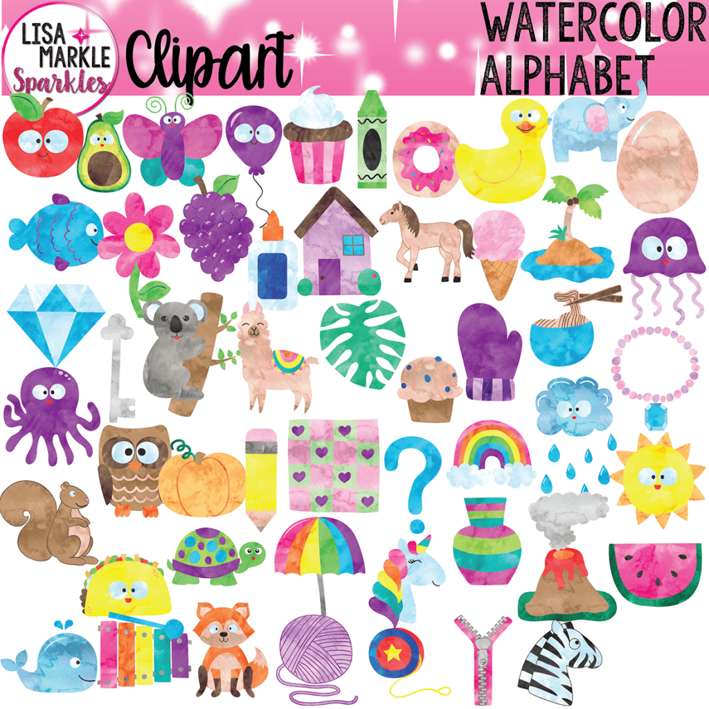 Watercolor Alphabet Clipart