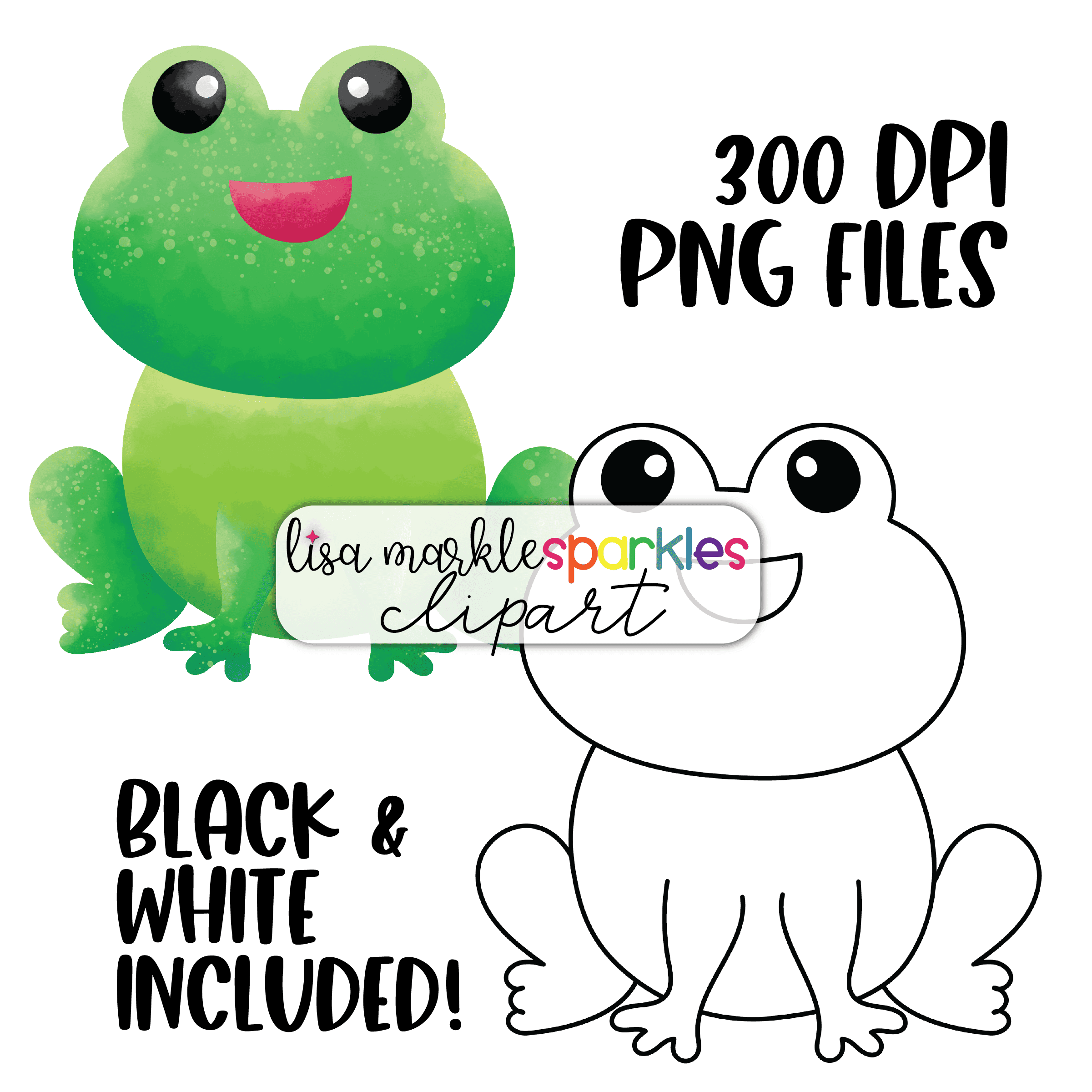 cute frog clipart black and white