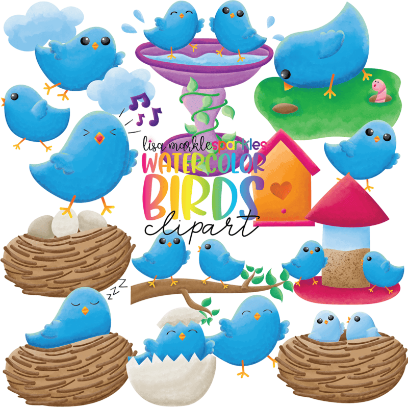 Watercolor Spring Bird Clipart