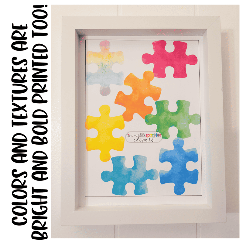 Watercolor Rainbow Puzzle Piece Clipart - Image 4