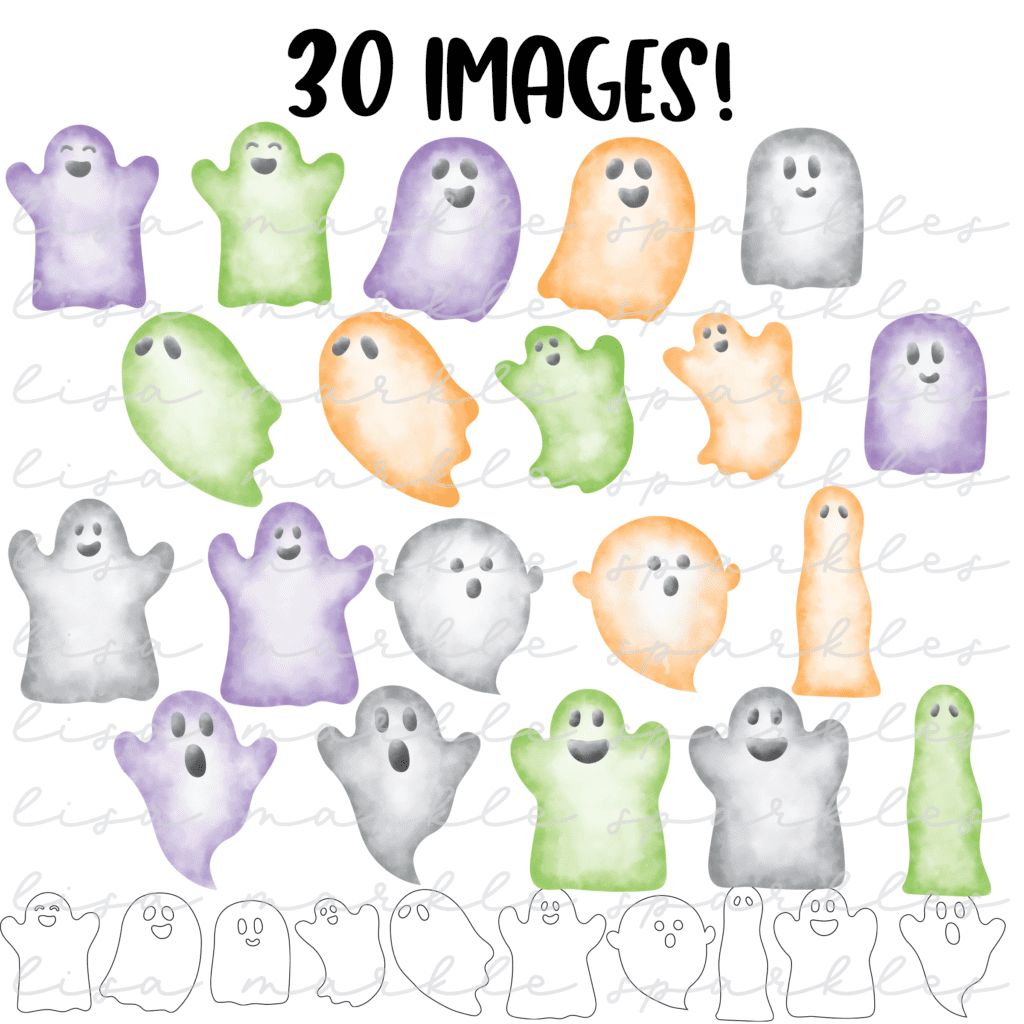 Watercolor Halloween Ghost Clipart Lisa Markle Sparkles Clipart And