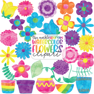 Watercolor Spring Flower Clipart