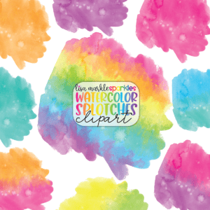 Watercolor Rainbow Texture Washes Splotches Brush Stroke Clipart