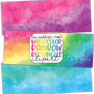 Watercolor Rainbow Rectangle Splotches Clipart