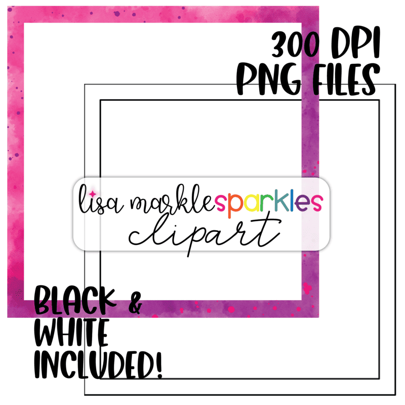 Watercolor Rainbow Square Border Frame Clipart