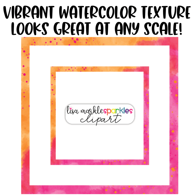 Watercolor Rainbow Square Border Frame Clipart