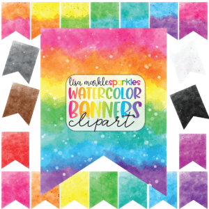 Watercolor Rainbow Banner Bunting Clipart