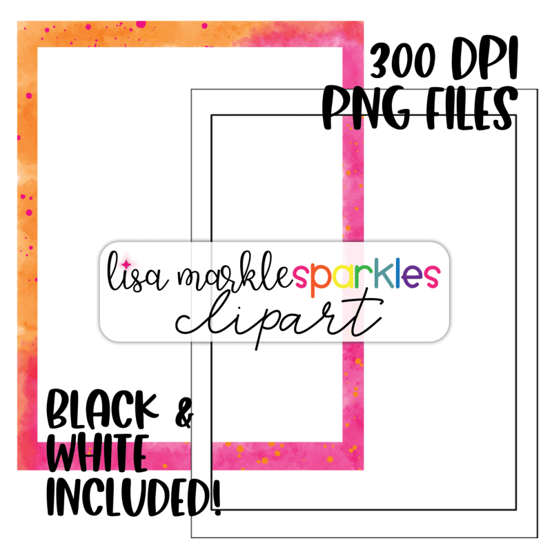 Watercolor Rainbow Rectangle Border Frame Clipart