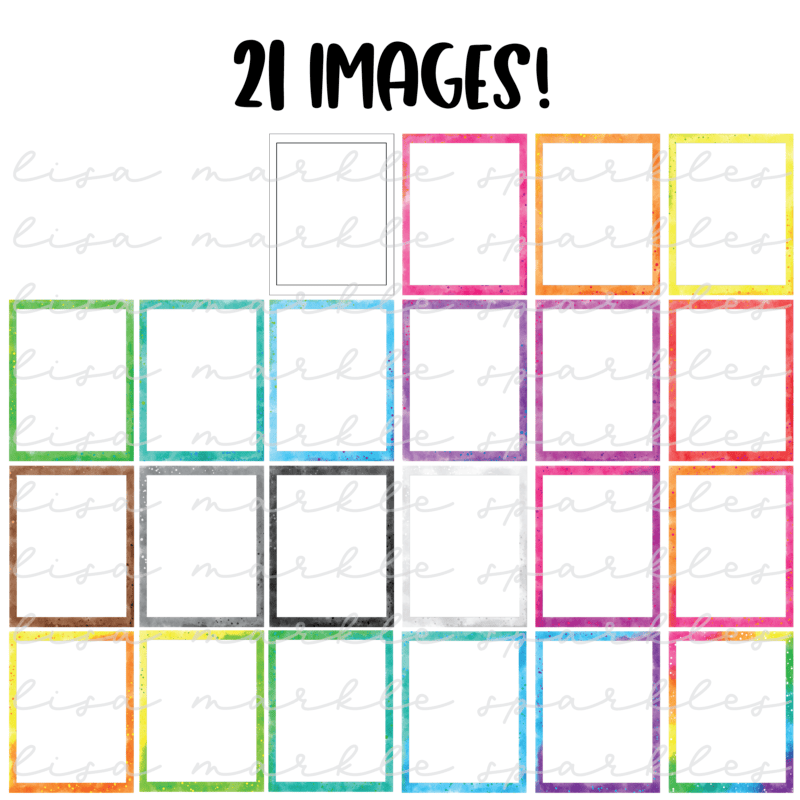 Watercolor Rainbow Rectangle Border Frame Clipart