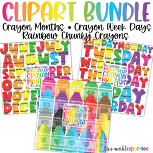 Watercolor Crayon Calendar Month and Days of the Week Clipart