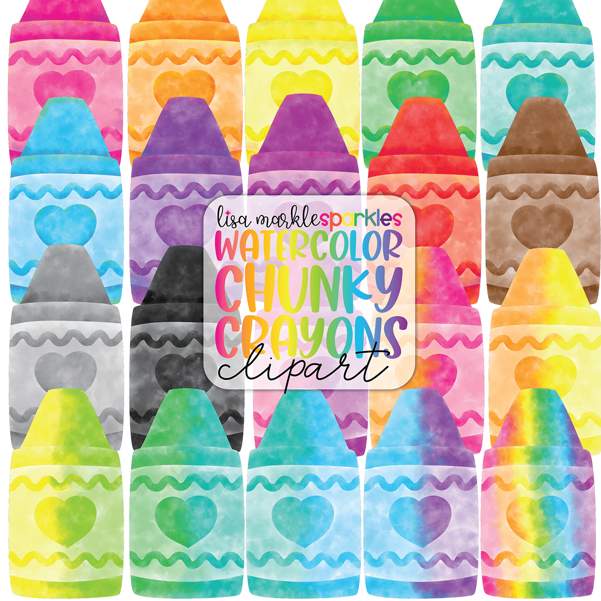50 Rainbow Crayons Clip Art By La Boutique Dei Colori