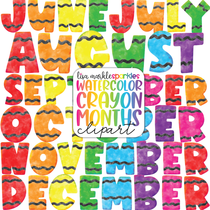Crayon Calendar Month Clipart Watercolor