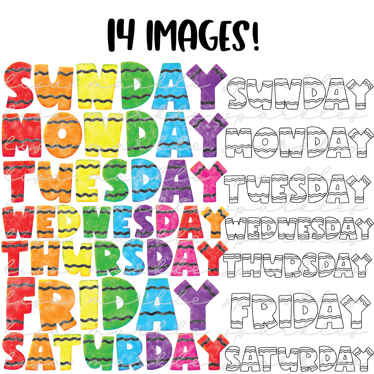 free days of the week clipart