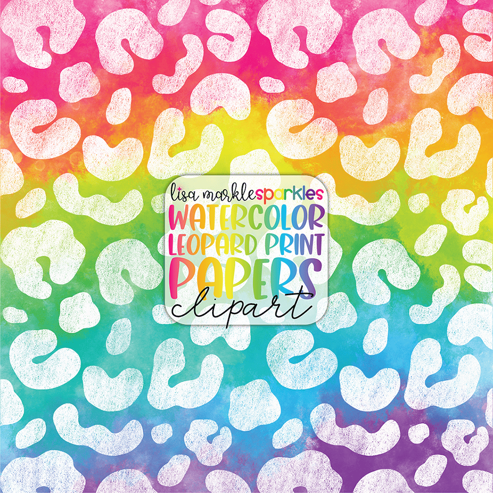 Rainbow Leopard Glitter Digital Papers Graphic by PinkPearly