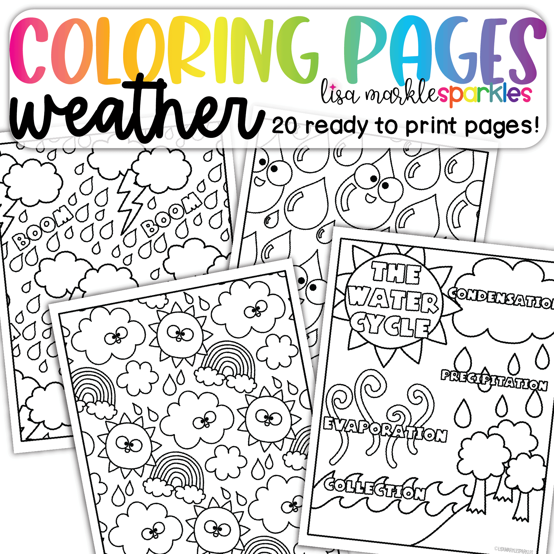 Weather Coloring Pages Printable PDF Lisa Markle Sparkles Clipart and