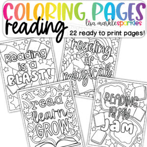 Reading Library Book Coloring Pages Printable PDF