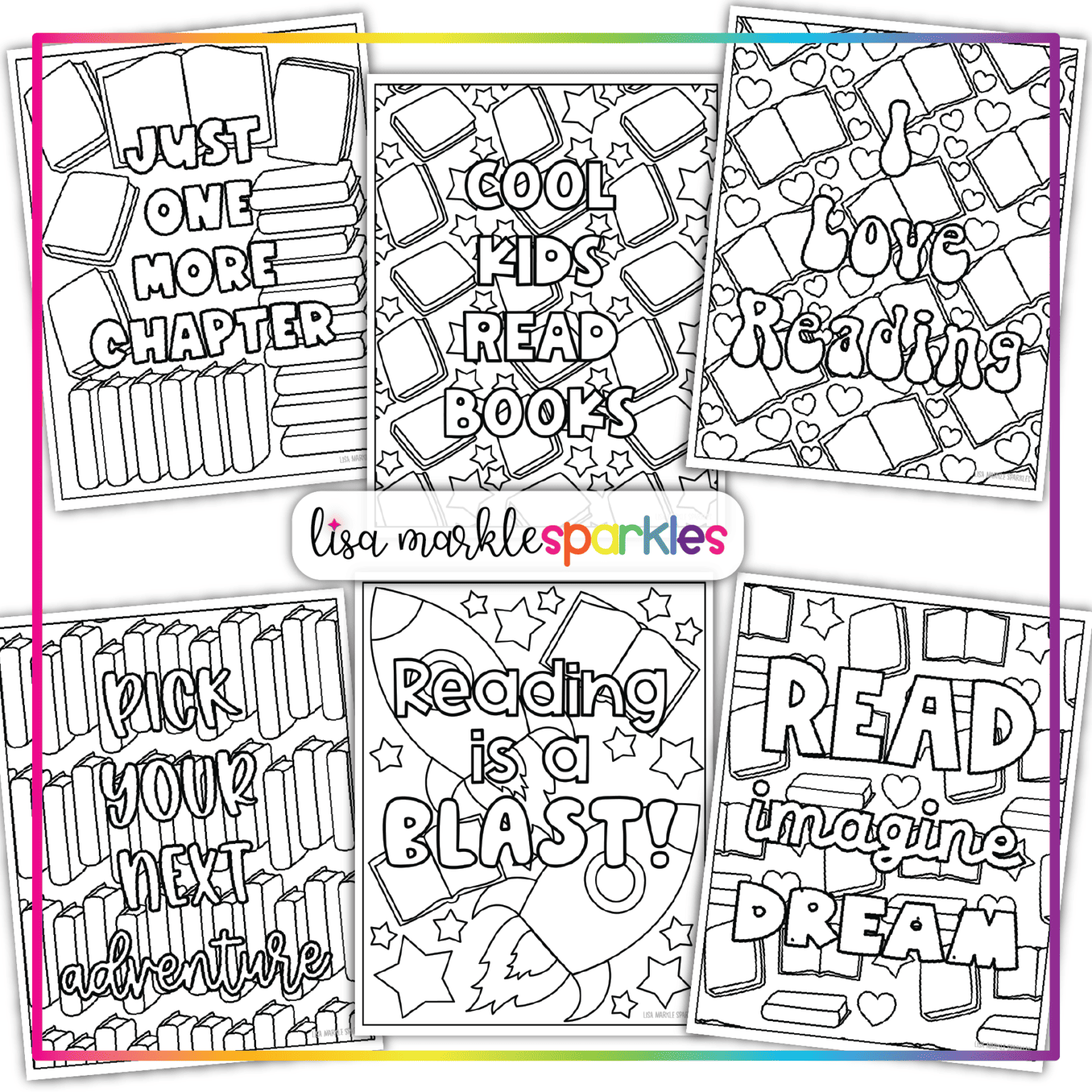Free Reading Coloring Pages Printable PDF - Lisa Markle Sparkles ...
