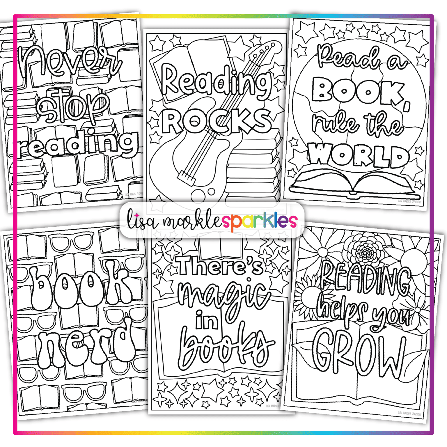 Free Reading Coloring Pages Printable PDF - Lisa Markle Sparkles ...