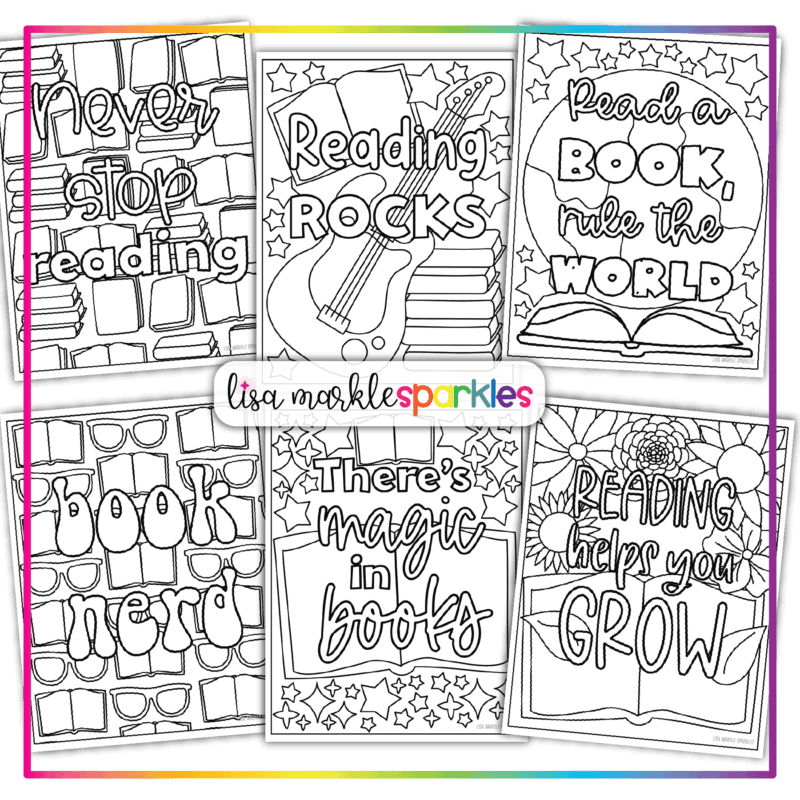 Reading Library Book Coloring Pages Printable PDF