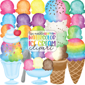 Watercolor Ice Cream Clipart