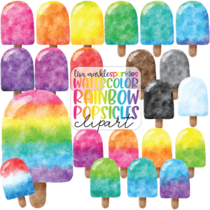 Watercolor Rainbow Popsicle Clipart