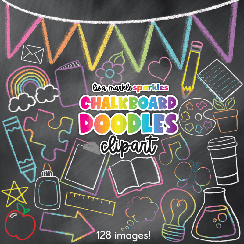 Chalkboard doodles clipart