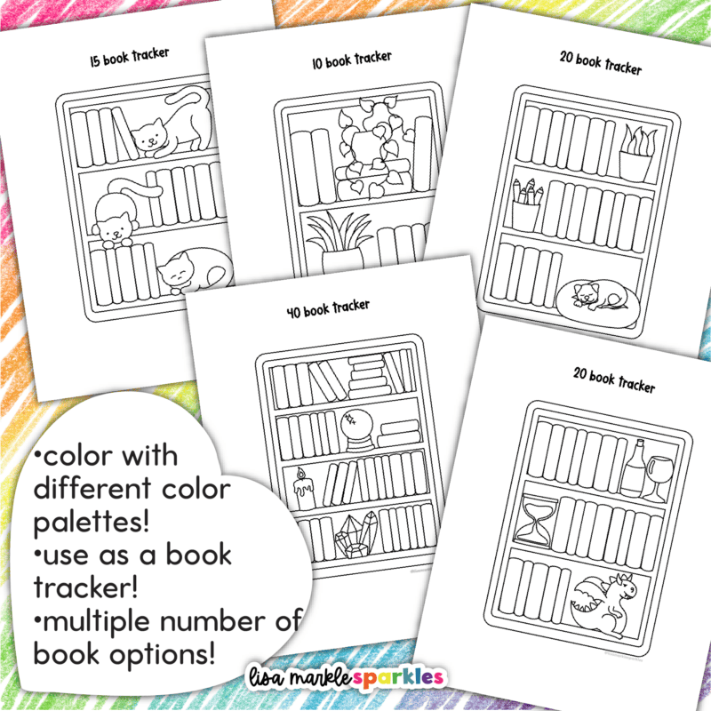 Coloring Kindle Inserts Digital Printable Cute Reading Book Tracker Logs Bookshelf Bookstack for Paperwhite or Colorsoft - Image 3