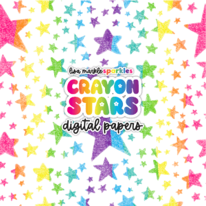 Crayon Star Digital Paper Backgrounds Back to School Doodle Scribble Clipart