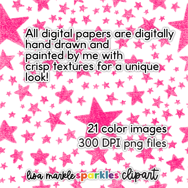 Crayon Star Digital Paper Backgrounds Back to School Doodle Scribble Clipart - Image 2