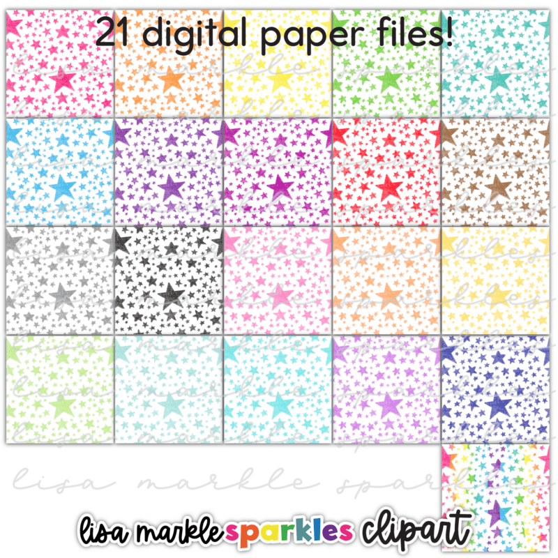 Crayon Star Digital Paper Backgrounds Back to School Doodle Scribble Clipart